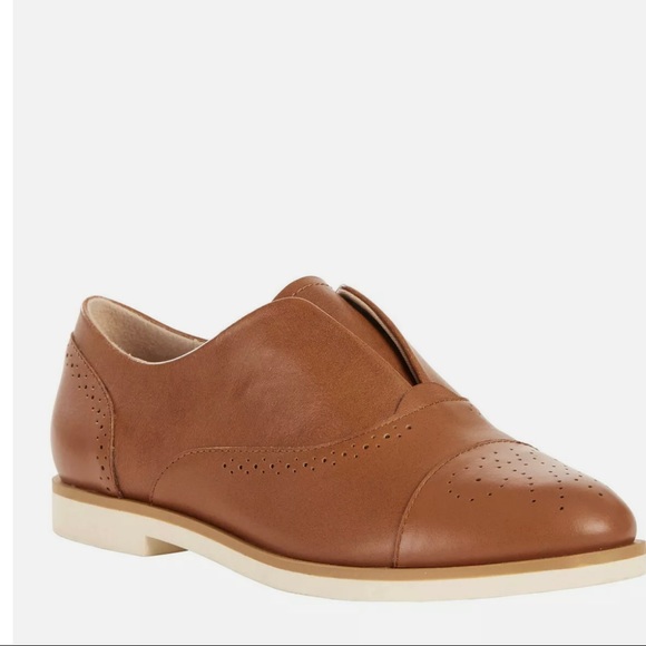 Time & Tru Women’s Oxford Slip On Loafer Leather Brown Cognac Slip On Shoes Sz 8 - Picture 9 of 11